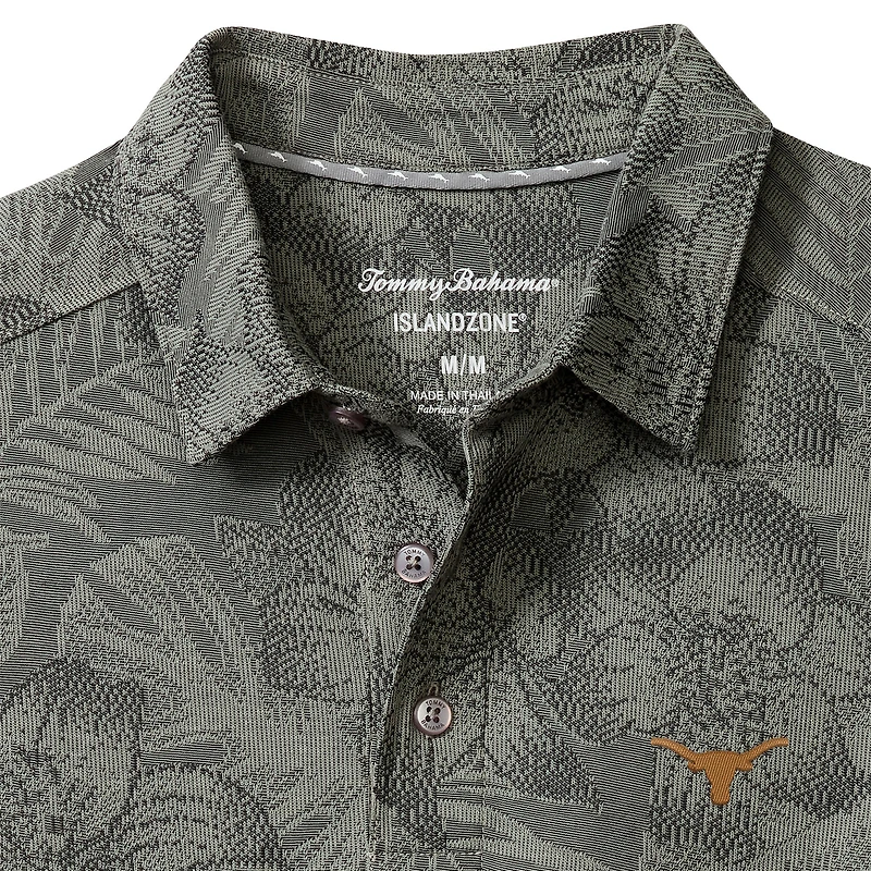Men's Tommy Bahama Gray Texas Longhorns Palm Fresco Hibiscus IslandZone® Polo