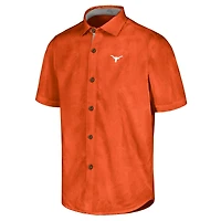 Men's Tommy Bahama White Texas Longhorns Coconut Point Palm Vista IslandZone Camp Button-Up Shirt