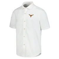 Men's Tommy Bahama White Texas Longhorns Coconut Point Palm Vista IslandZone Camp Button-Up Shirt