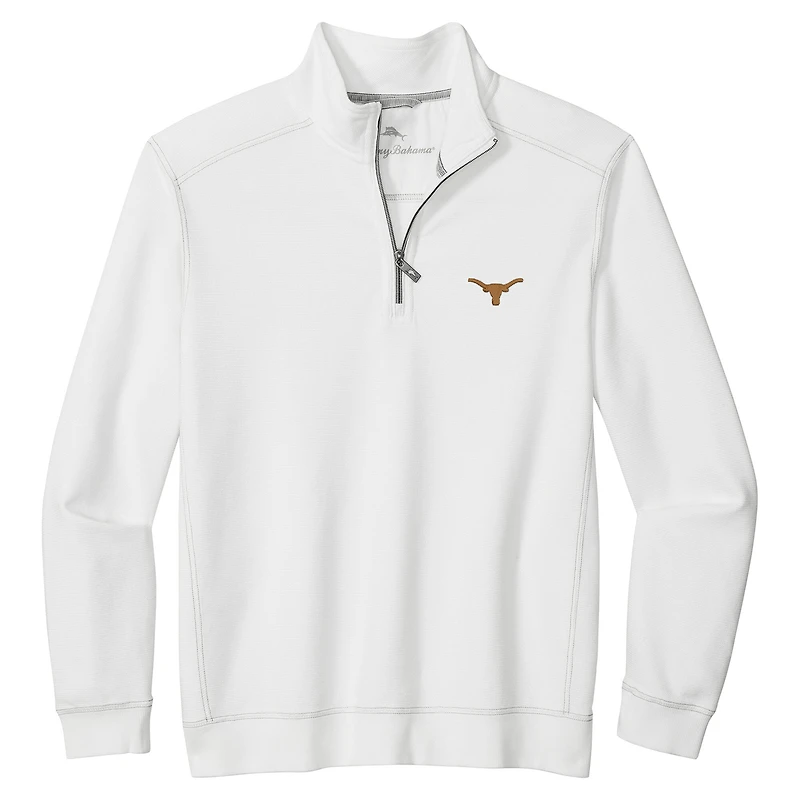 Veste Tommy Bahama blanche pour homme, Texas Longhorns, Montego Bay, demi-zippée