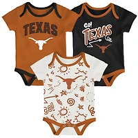 Ensemble de trois bodies jeu toute la journée pour nouveau-nés et nourrissons Outerstuff Texas Longhorns