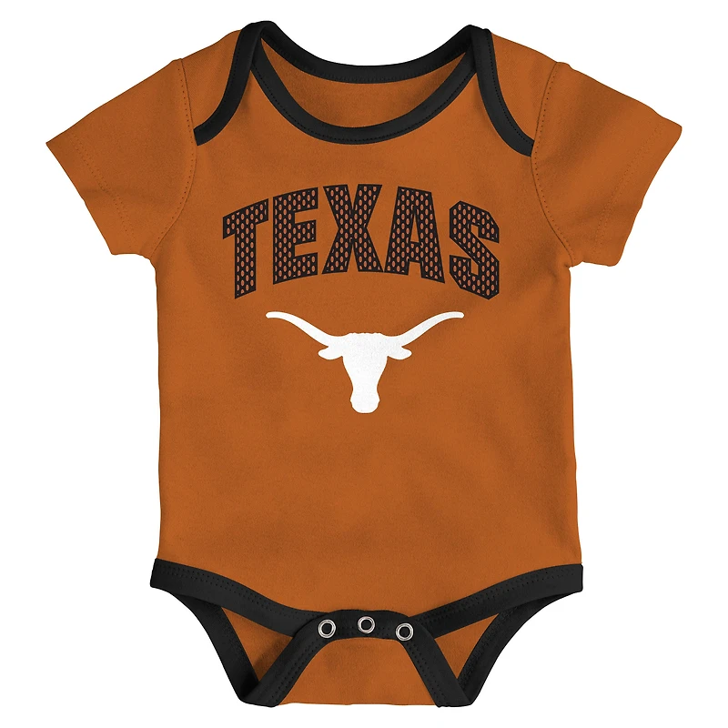 Newborn & Infant Outerstuff Texas Longhorns Three-Pack All Day Play Bodysuit Set