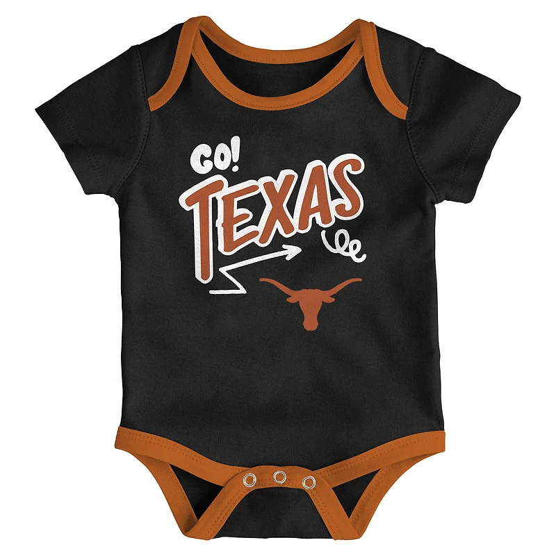 Newborn & Infant Outerstuff Texas Longhorns Three-Pack All Day Play Bodysuit Set