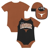 Newborn & Infant Texas Longhorns Dynamic Duo Bodysuit, Bib Cuffed Knit Hat Set