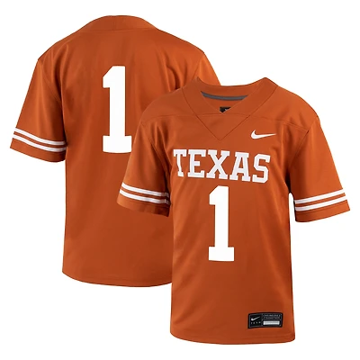 Maillot de football réplique Nike Untouchable des Texas Longhorns orange brûlé pour enfants d'âge préscolaire