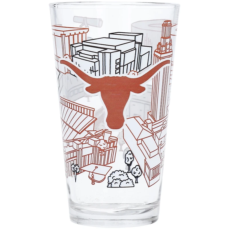 Longhorns du Texas 16 oz. Verre à bière Campus Line Art