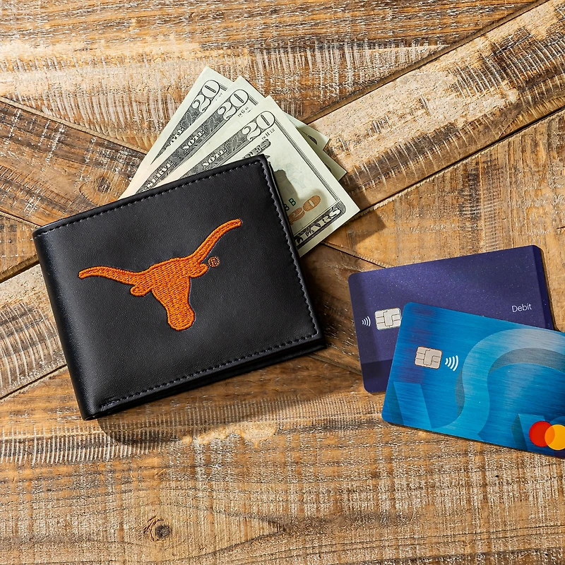 Texas Longhorns Synthetic Leather Embroidered Bifold Wallet