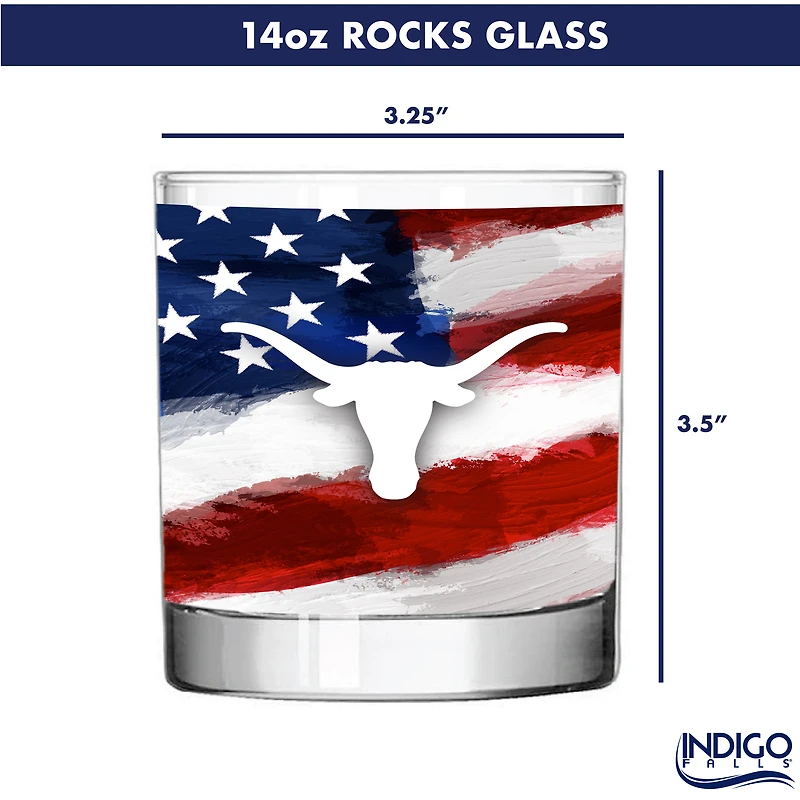 Texas Longhorns Two-Pack 14oz. Americana Rocks Glass Set