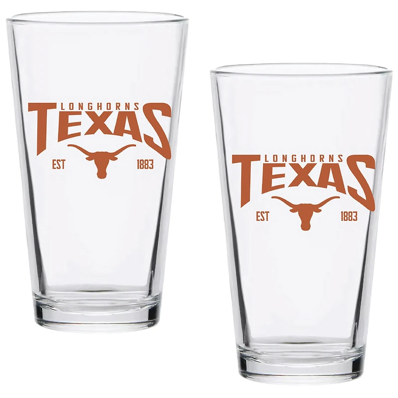 Texas Longhorns Two-Pack 16oz. Established Pint Glass Set