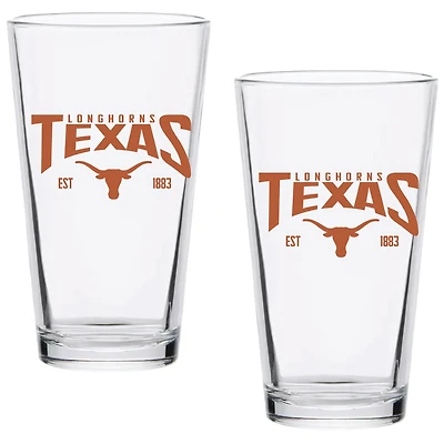 Texas Longhorns Two-Pack 16oz. Established Pint Glass Set