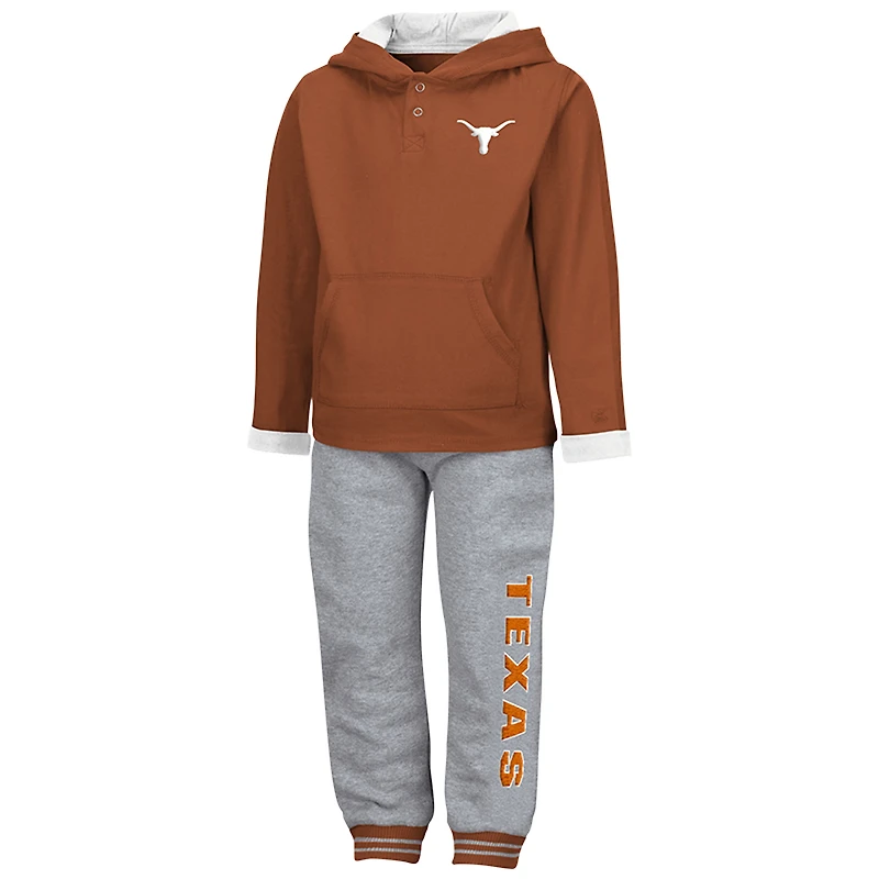 Ensemble sweat à capuche et pantalon de survêtement Texas Longhorns Poppies orange/gris chiné pour tout-petit