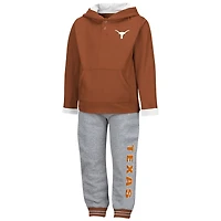 Ensemble sweat à capuche et pantalon de survêtement Texas Longhorns Poppies orange/gris chiné pour tout-petit