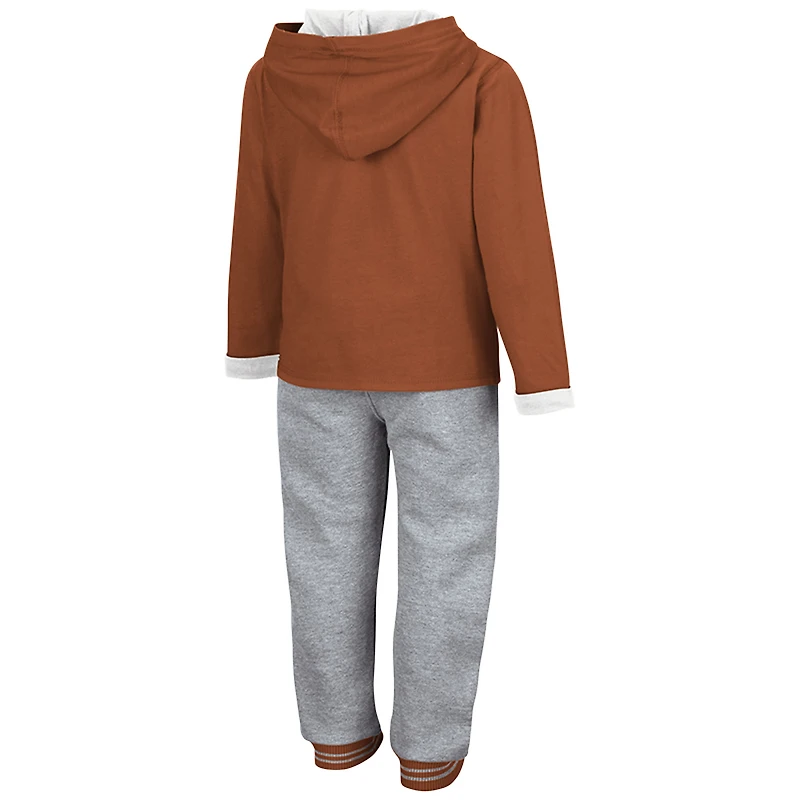 Ensemble sweat à capuche et pantalon de survêtement Texas Longhorns Poppies orange/gris chiné pour tout-petit