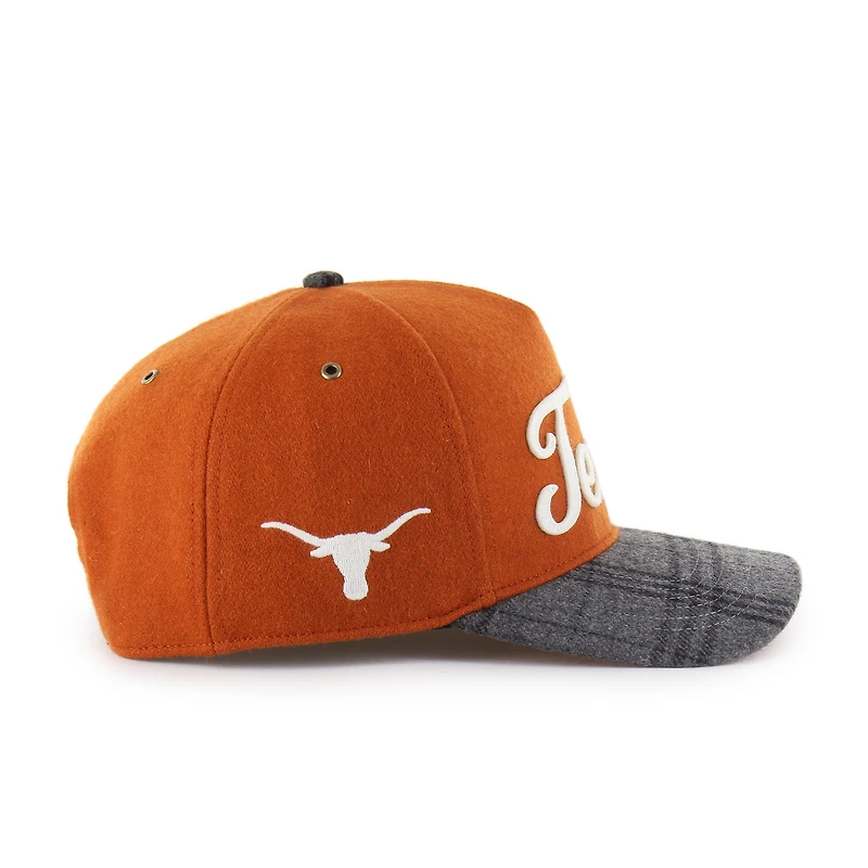 Casquette ajustable unisexe '47 Texas Orange Texas Longhorns Windowpane Plaid Collection Hitch