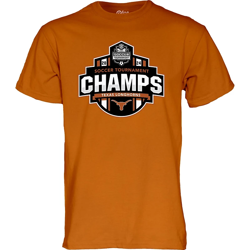 Unisex Blue 84 Texas Orange Longhorns 2024 SEC Women's Soccer Tournament Champions Locker Room T-Shirt