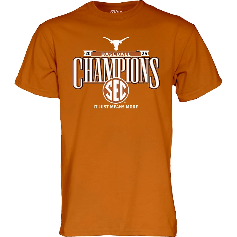 Unisex Blue 84  Texas Orange Longhorns 2025 SEC Baseball Regular Season Champions T-Shirt