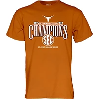 Unisex Blue 84  Texas Orange Longhorns 2025 SEC Men's Swimming and Diving Conference Champions Locker Room T-Shirt