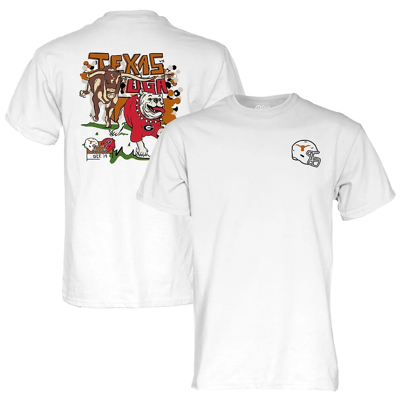 Unisex Blue 84 White Texas Longhorns vs. Georgia Bulldogs 2024 Matchup T-Shirt