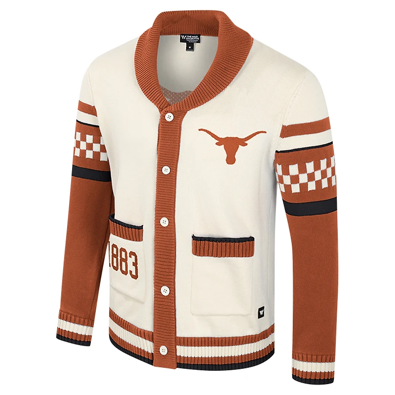 Unisex Colosseum Cream Texas Longhorns Wild Collective Button-Up Jacquard Sweater