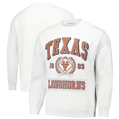 Unisex Established & Co.  Ash Texas Longhorns Vintage Crest Pullover Sweatshirt