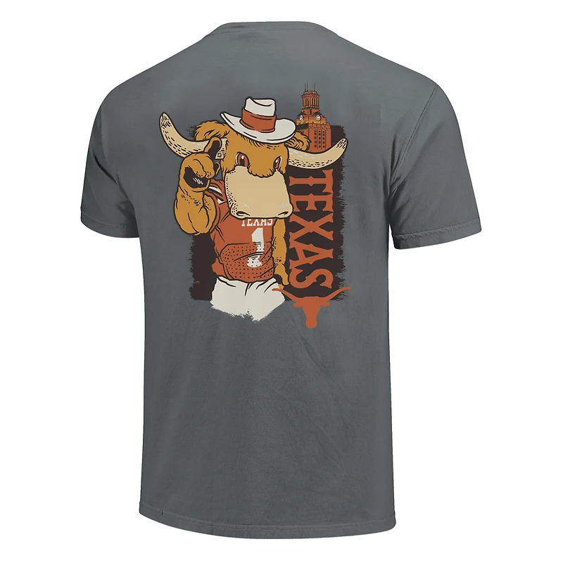 T-shirt unisexe gris avec mascotte de la maison Hyper Local des Texas Longhorns