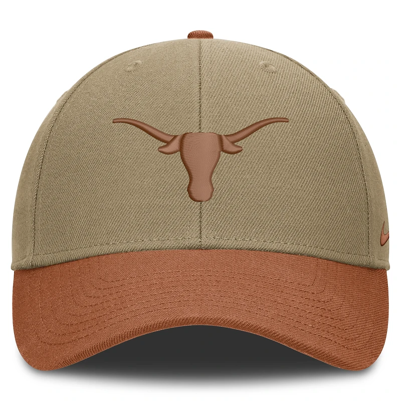 Casquette unisexe Nike beige/orange Texas Longhorns Primetime Rise Dri-FIT ajustable