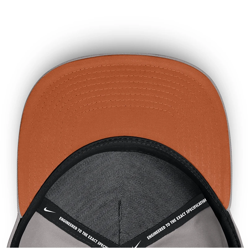 Casquette unisexe Nike grise Texas Longhorns Primetime Rise Rope ajustable