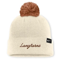 Bonnet unisexe Nike Natural Texas Longhorns Campus Prep Script à revers et pompon
