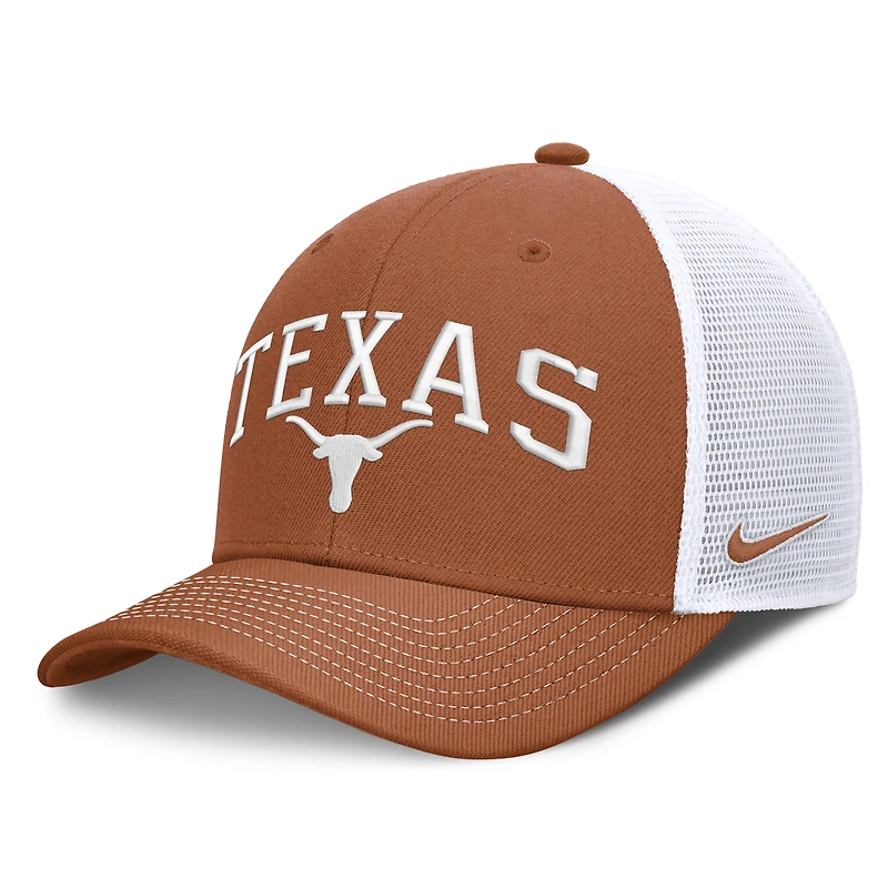 Casquette trucker unisexe Nike Texas orange/blanc Texas Longhorns Primetime Arched, ajustable