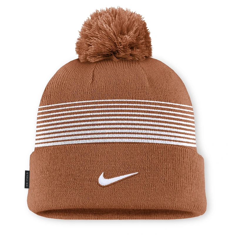 Bonnet unisexe Nike Texas Orange Texas Longhorns 2026 On-Field en maille avec pompon