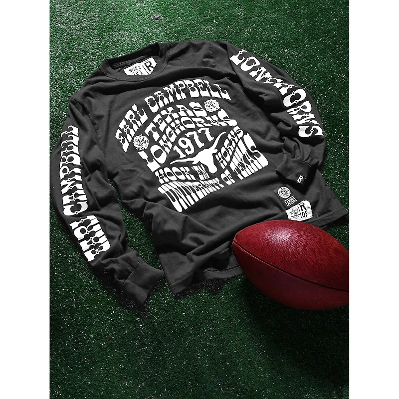 Unisex Roots of Fight x Texas Longhorns Earl Campbell Black Long Sleeve T-Shirt