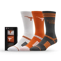 Unisex Strideline Texas Longhorns Premium Knit Crew Socks Three-Pack
