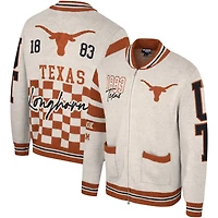 Pull jacquard unisexe The Wild Collective crème Texas Longhorns entièrement zippé