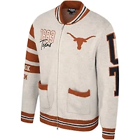 Pull jacquard unisexe The Wild Collective crème Texas Longhorns entièrement zippé