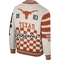 Pull jacquard unisexe The Wild Collective crème Texas Longhorns entièrement zippé