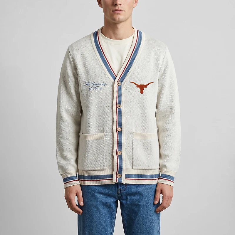 Unisex Uscape Apparel Natural Texas Longhorns Americana Striped Full-Button Cardigan