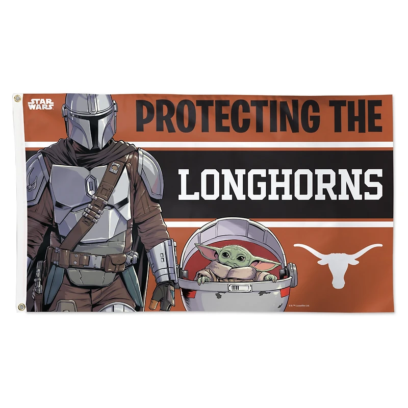 Drapeau de luxe WinCraft Texas Longhorns 91 x 152 cm (3' x 5') Star Wars Mandalorian, simple face