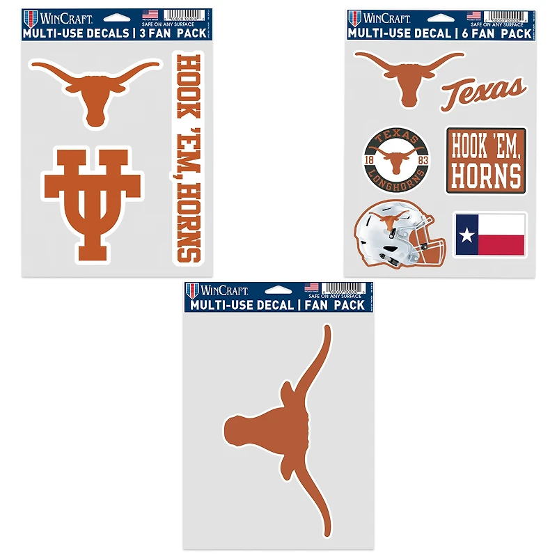 Lot de trois autocollants pour ventilateurs WinCraft Texas Longhorns