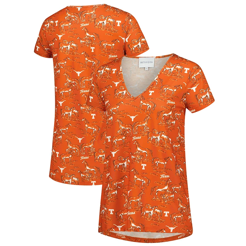 Women's Smith & Quinn Orange Texas Longhorns Blake Floral V-Neck Top