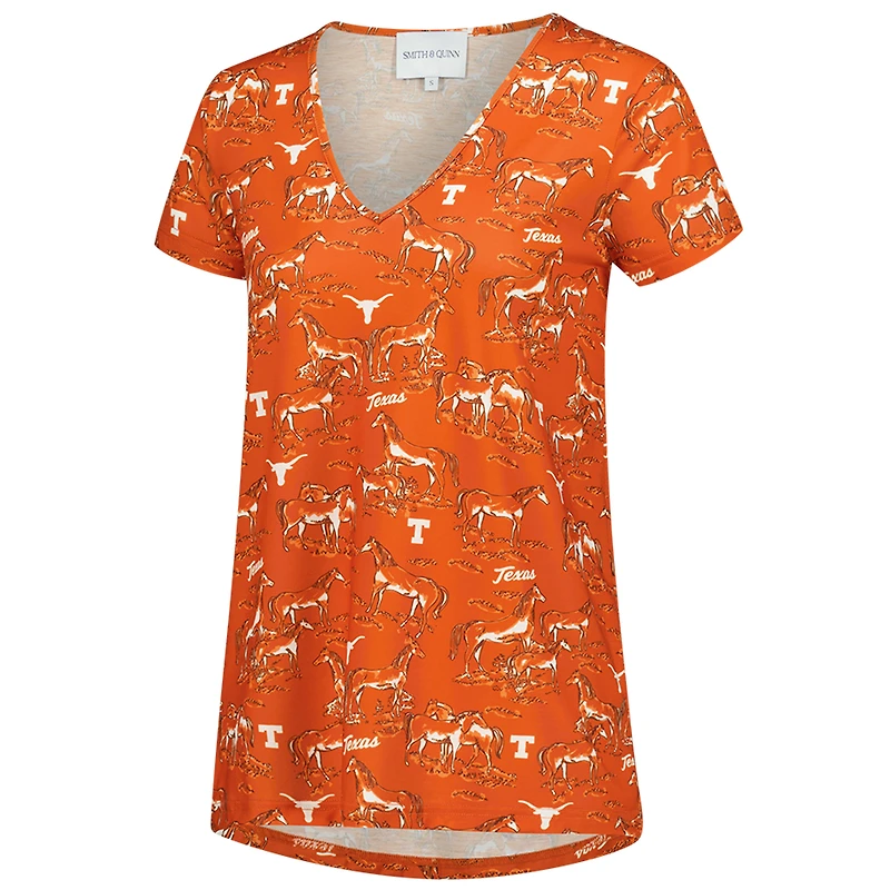Women's Smith & Quinn Orange Texas Longhorns Blake Floral V-Neck Top