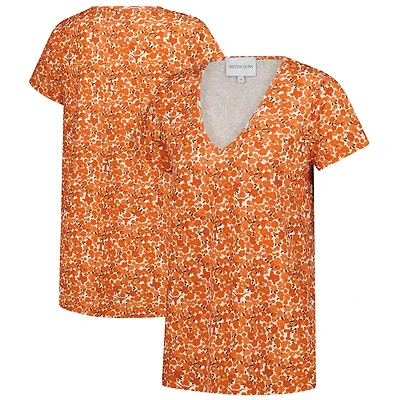 T-shirt à col en V Blake Texas Longhorns orange pour femme Smith & Quinn