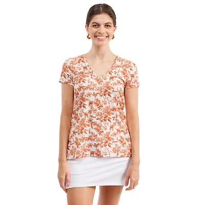 Haut à col en V fleuri Blake Texas Longhorns blanc pour femme de Smith & Quinn