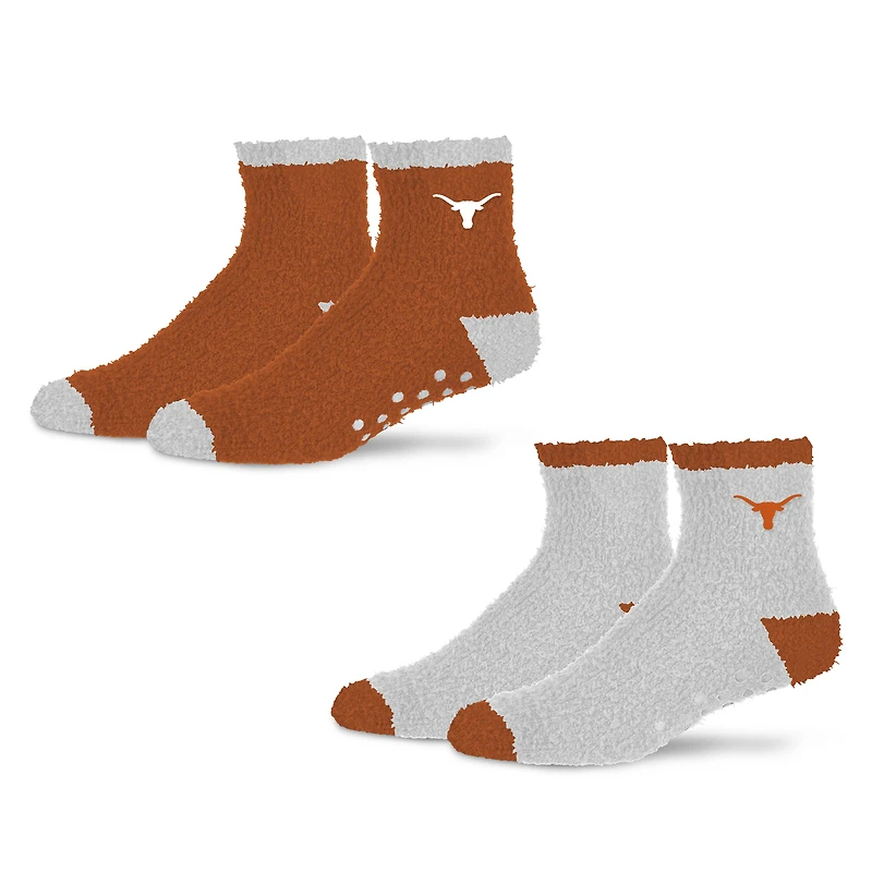 Lot de 2 paires de chaussettes confortables pour femme Starter Texas Orange/Blanc Texas Longhorns Domicile et Extérieur