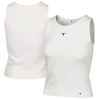 Women's '47  Cream Texas Longhorns Micro Logo Ribbed Cropped Tank Top