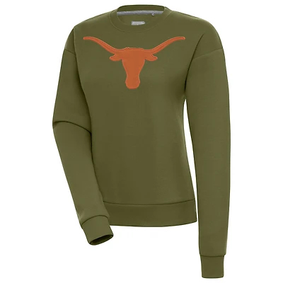 Women's Antigua  Olive Texas Longhorns Victory Pullover Sweatshirt