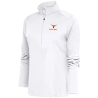 Women's Antigua  White Texas Longhorns Basketball Tribute Half-Zip Pullover Top
