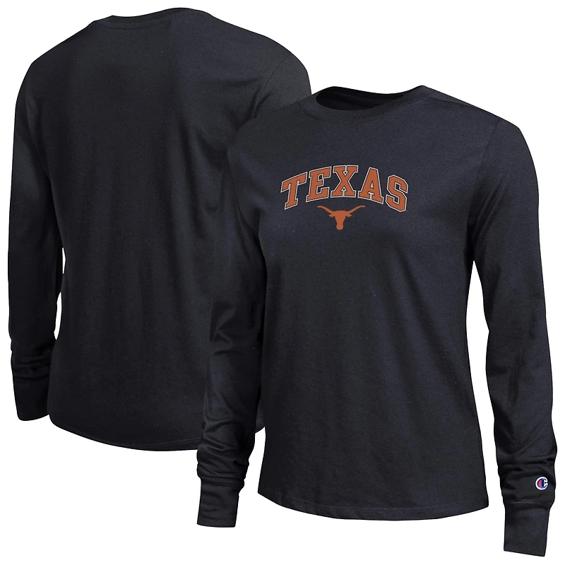 Women's Champion White Texas Longhorns Arch Over Logo Long Sleeve T-Shirt