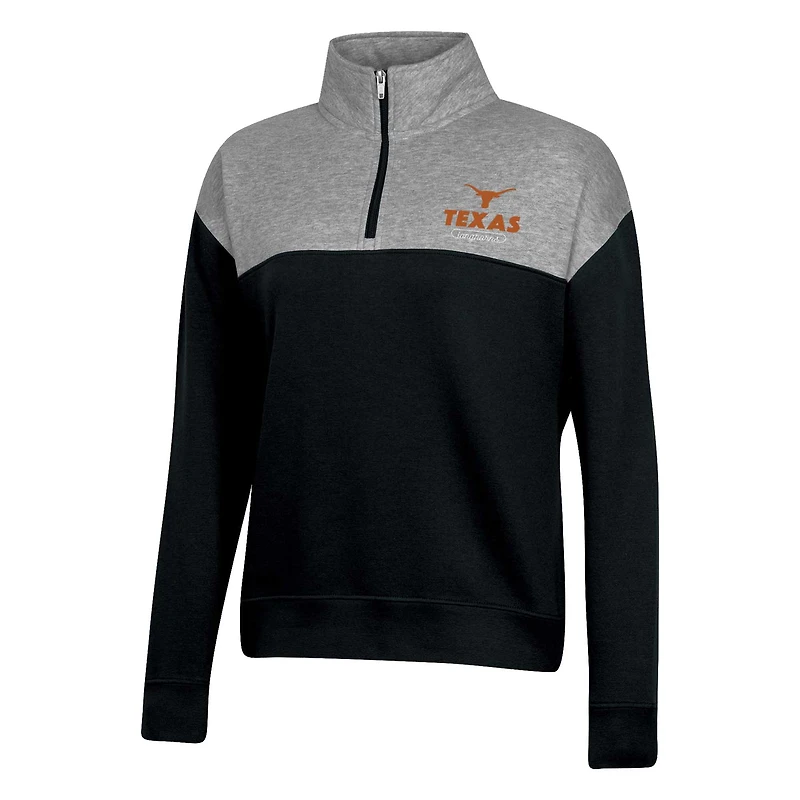 Sweat Champion Texas Longhorns pour femme avec fermeture éclair quart de couleur et couleurs contrastées