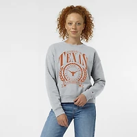 Women's Champion  Heather Gray Texas Longhorns Academic Crest Powerblend Crewneck Sweatshirt