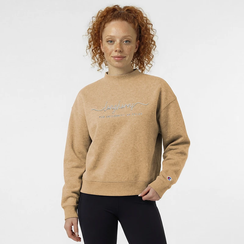Sweat-shirt à col montant Champion Tan Texas Longhorns Triumph pour femme